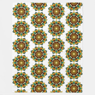 Mandala Muster 02 in gelb & tan Fleecedecke
