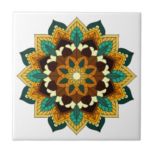 Mandala Muster 02 in gelb & tan Fliese