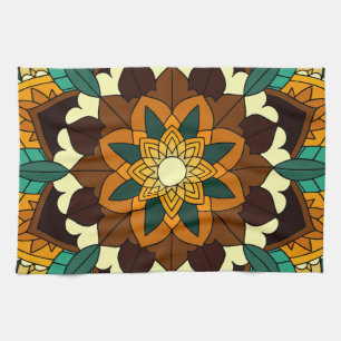 Mandala Muster 02 in gelb & tan Geschirrtuch