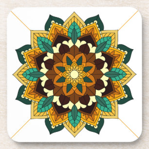 Mandala Muster 02 in gelb & tan Getränkeuntersetzer
