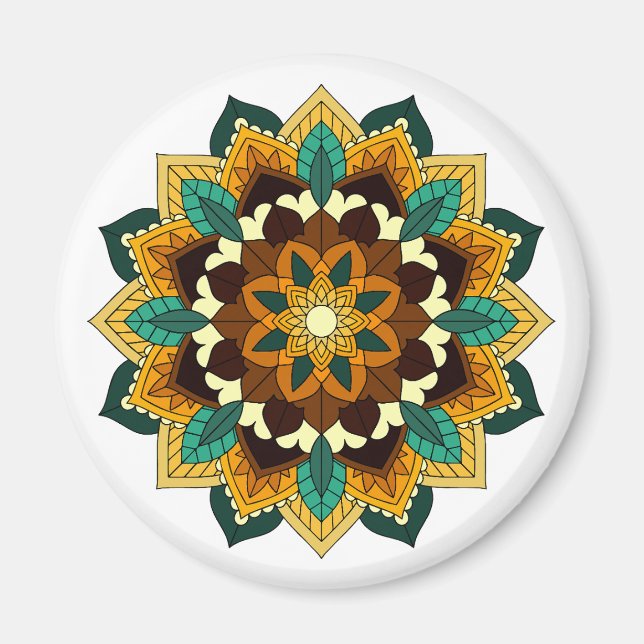Mandala Muster 02 in gelb & tan Magnet (Vorne)