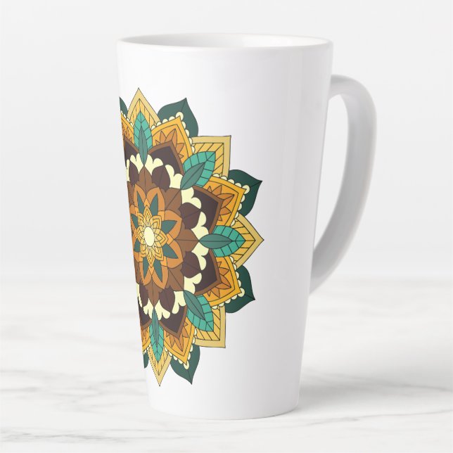 Mandala Muster 02 in gelb & tan Milchtasse (Rechte Ecke)
