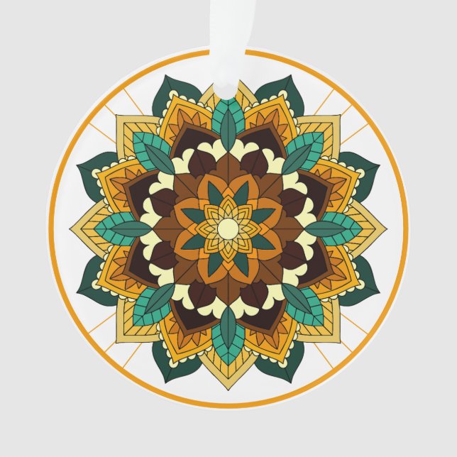 Mandala Muster 02 in gelb & tan Ornament (Vorderseite)