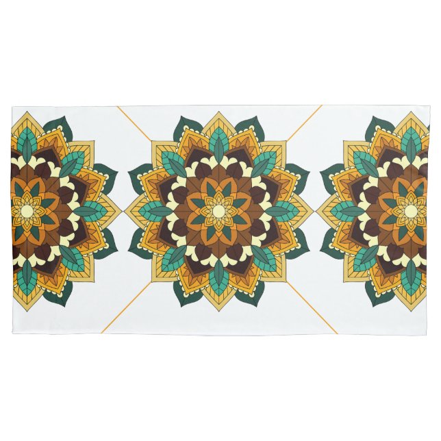 Mandala Muster 02 in gelb & tan Pillowcase Kissenbezug (Vorderseite)