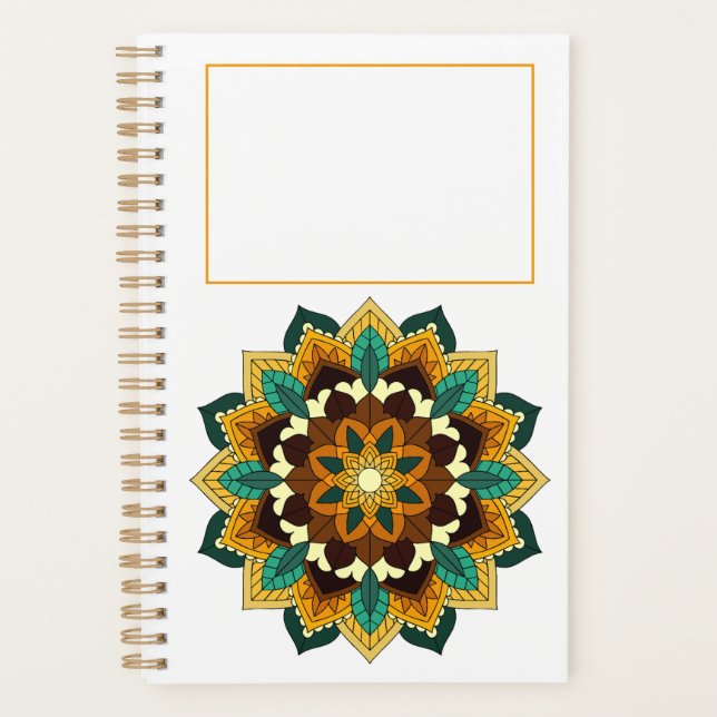 Mandala Muster 02 in gelb & tan Planer (Vorderseite)