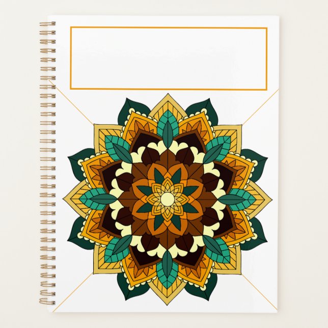 Mandala Muster 02 in gelb & tan Planer (Vorderseite)