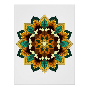 Mandala Muster 02 in gelb & tan Poster