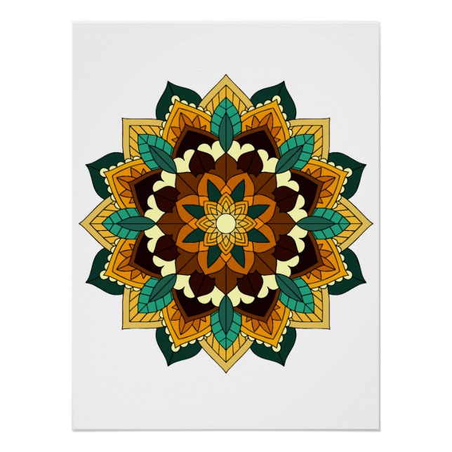 Mandala Muster 02 in gelb & tan Poster (Vorderseite)