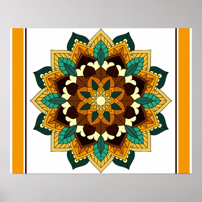Mandala Muster 02 in gelb & tan Poster (Vorne)
