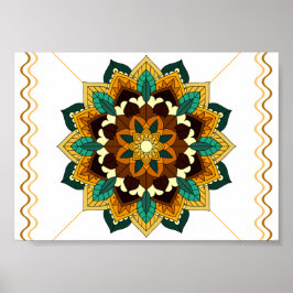 Mandala Muster 02 in gelb & tan Poster