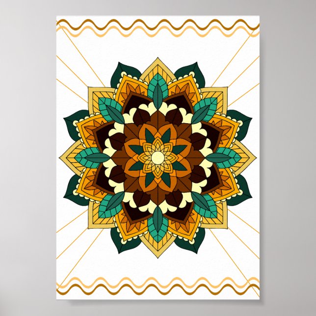 Mandala Muster 02 in gelb & tan Poster (Vorne)
