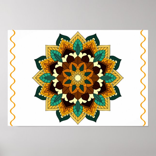 Mandala Muster 02 in gelb & tan Poster (Vorne)