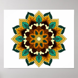 Mandala Muster 02 in gelb & tan Poster