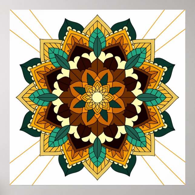 Mandala Muster 02 in gelb & tan Poster (Vorne)
