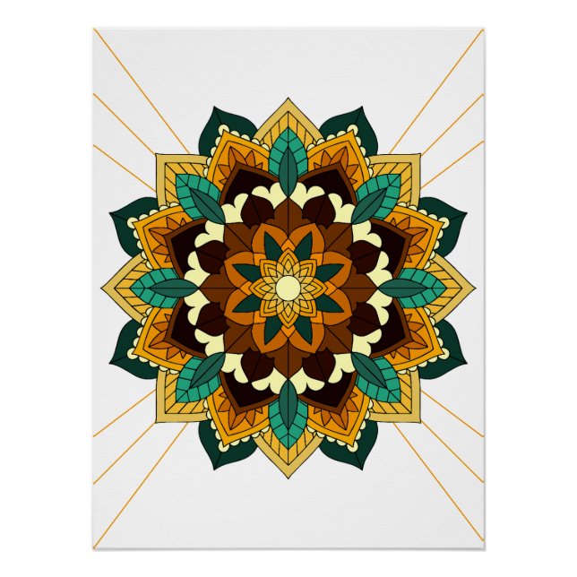 Mandala Muster 02 in gelb & tan Poster (Vorderseite)