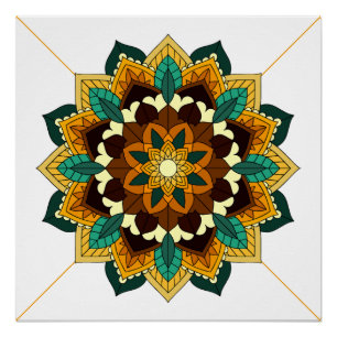 Mandala Muster 02 in gelb & tan Poster