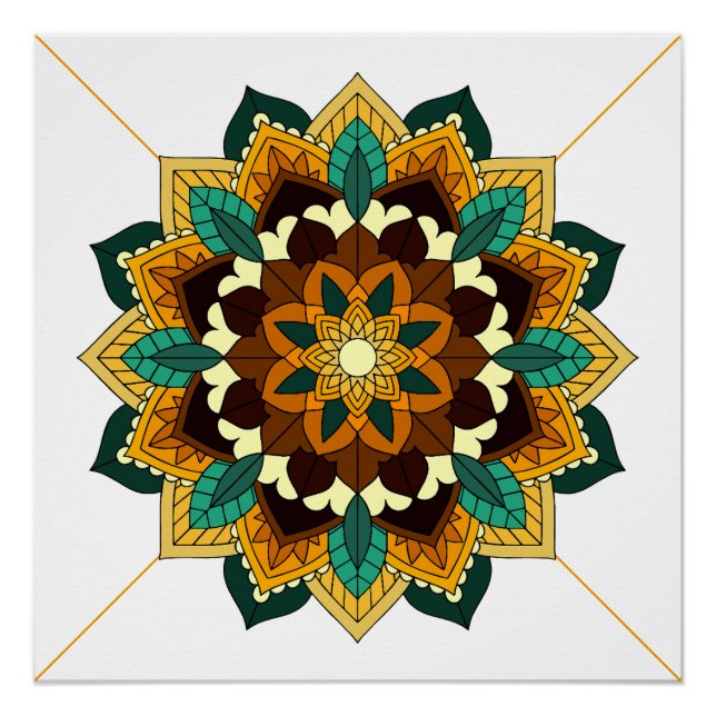 Mandala Muster 02 in gelb & tan Poster (Vorderseite)