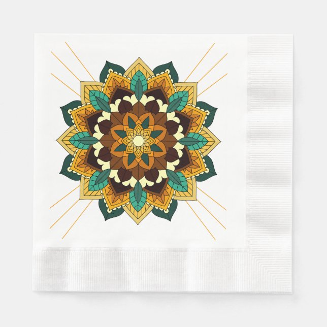 Mandala Muster 02 in gelb & tan Serviette (Vorderseite)