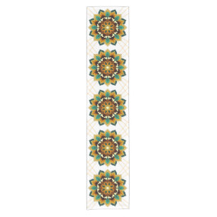 Mandala Muster 02 in Kurzem und gelben Tischlauf Kurzer Tischläufer