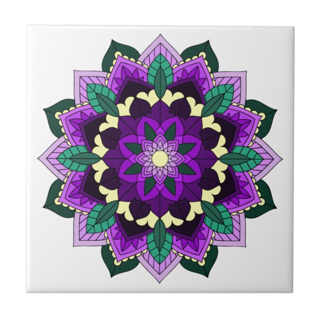 Mandala Muster 02 in lila Fliese (Vorderseite)