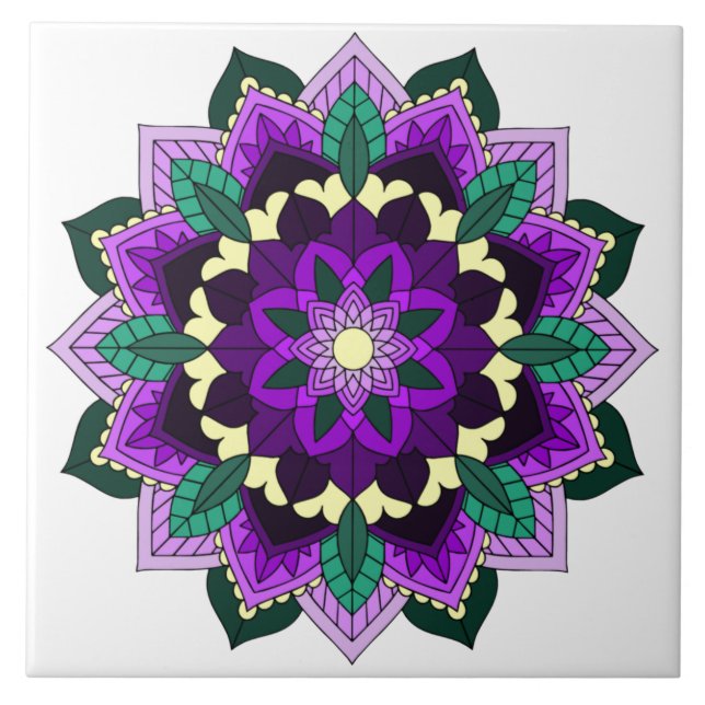Mandala Muster 02 in lila Fliese (Vorderseite)