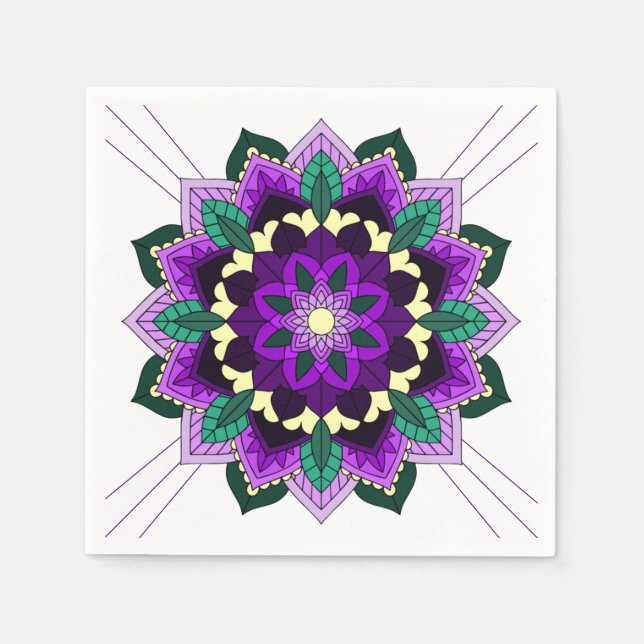 Mandala Muster 02 in lila Paper Napkin Serviette (Vorderseite)