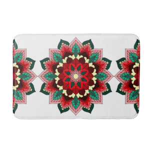 Mandala Muster 02 in rot Badematte