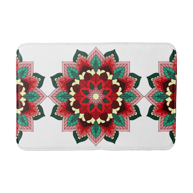 Mandala Muster 02 in rot Badematte (Vorderseite)