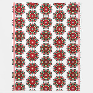 Mandala Muster 02 in rot Fleece Blanket