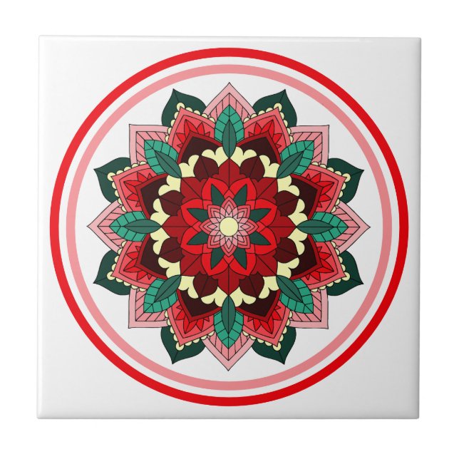 Mandala Muster 02 in rot Fliese (Vorderseite)