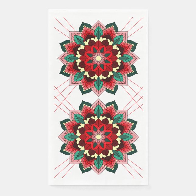 Mandala Muster 02 in rot Napkin Serviette (Vorderseite)