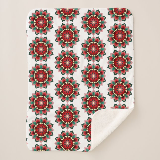 Mandala Muster 02 in rot Sherpadecke (Vorderseite)