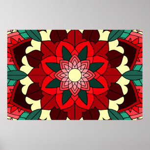 Mandala Muster 02 in rotem Poster