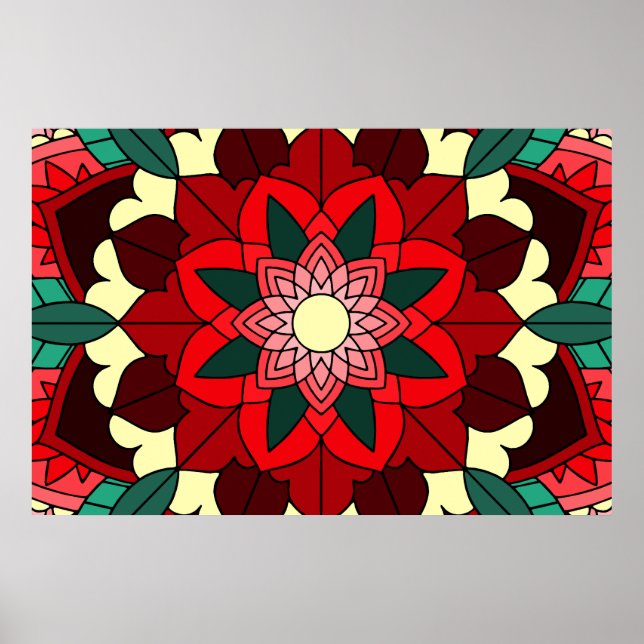 Mandala Muster 02 in rotem Poster (Vorne)