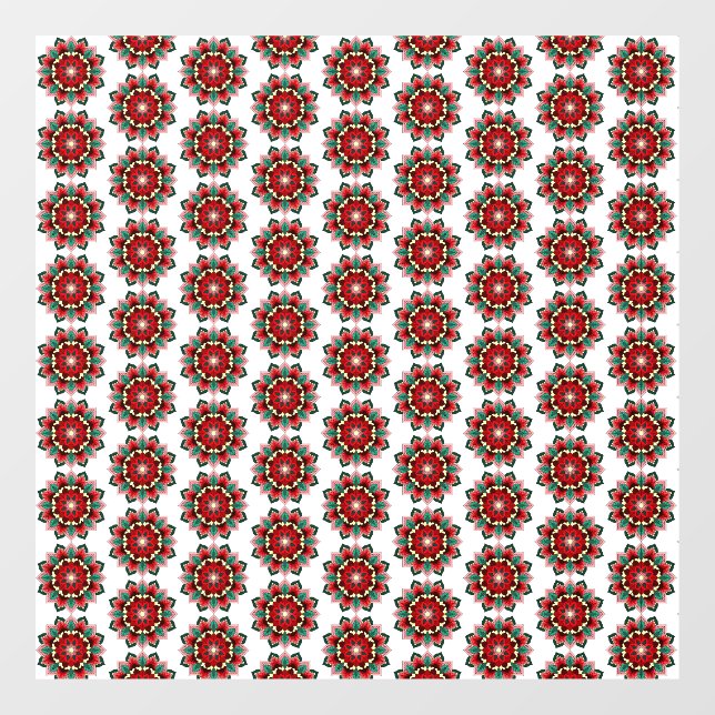 Mandala Muster 02 in roter Fensterverkleidung Fensteraufkleber (Blatt)