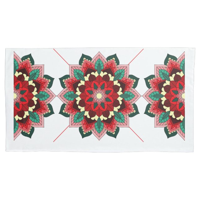 Mandala Muster 02 in roter Pillowcase Kissenbezug (Vorderseite)