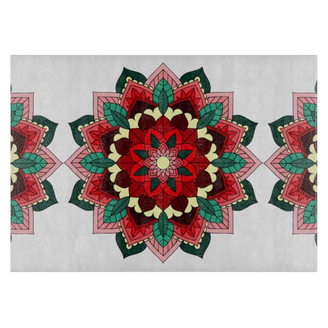 Mandala Muster 02 in roter Schneidebrett (Vorderseite)