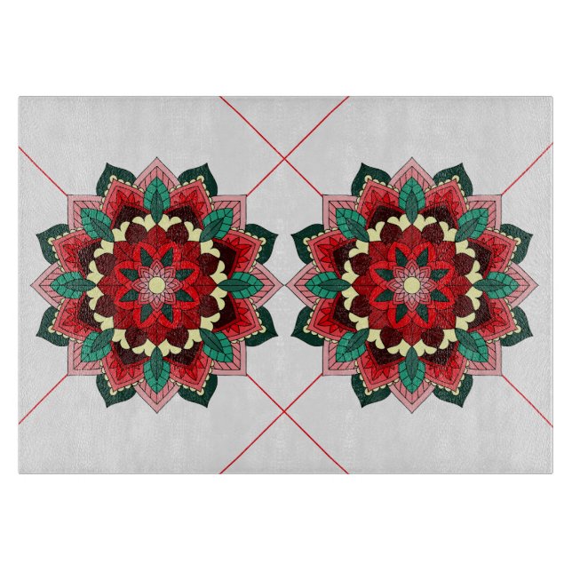 Mandala Muster 02 in roter Schneidebrett (Vorderseite)