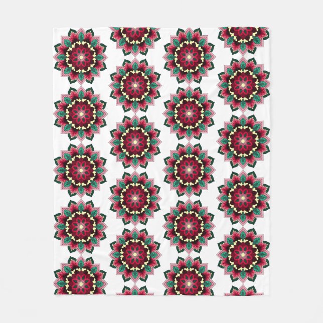 Mandala Muster 02 in tiefrosa Fleece Blanket (Vorderseite)