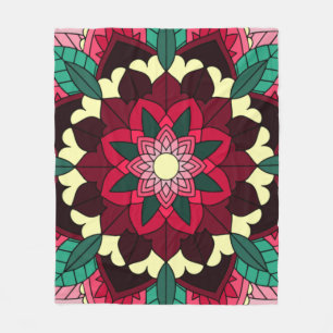Mandala Muster 02 in tiefrosa Fleecedecke