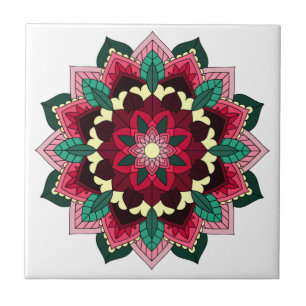 Mandala Muster 02 in tiefrosa Fliese