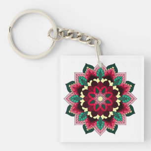 Mandala Muster 02 in tiefrosa Schlüsselanhänger