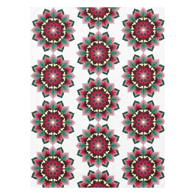Mandala Muster 02 in tiefrosa Tischdecke (Vorderseite)