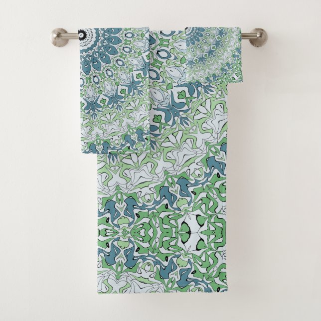 Mandala-Muster an der grünen und blauen Küste Badhandtuch Set (Insitu)