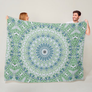 Mandala-Muster an der grünen und blauen Küste Fleecedecke