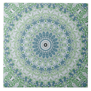 Mandala-Muster an der grünen und blauen Küste Fliese