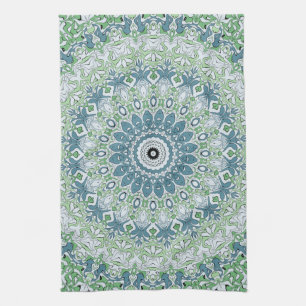 Mandala-Muster an der grünen und blauen Küste Geschirrtuch