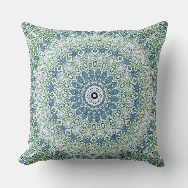 Mandala-Muster an der grünen und blauen Küste Kissen (Vorderseite)