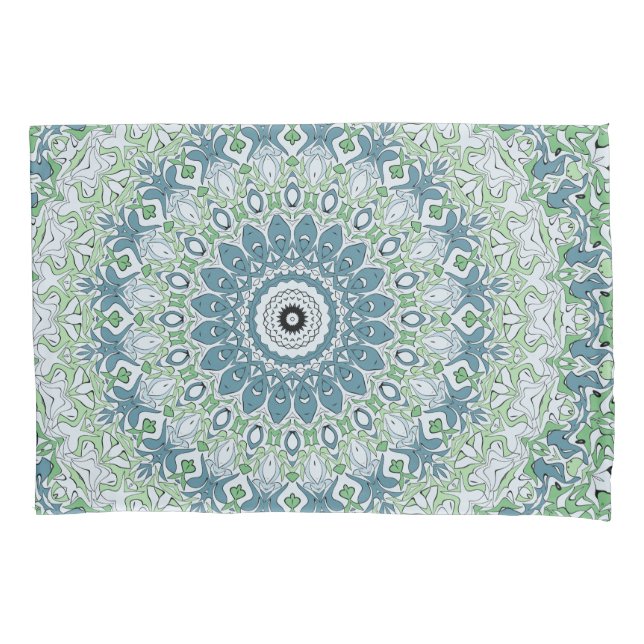 Mandala-Muster an der grünen und blauen Küste Kissenbezug (Vorderseite-Links)