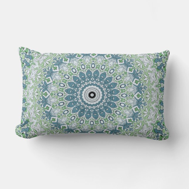 Mandala-Muster an der grünen und blauen Küste Lendenkissen (Vorderseite)